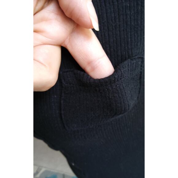 Y2K black ribbed ruffle Henley Bella Swan top buttons long sleeve sz 7-9 medium - Picture 7 of 8